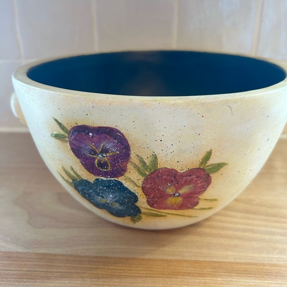 Vintage Bob’s Pottery Decorative Milk Pot Bowl Hand Painted with crock handles - Picture 2 of 5